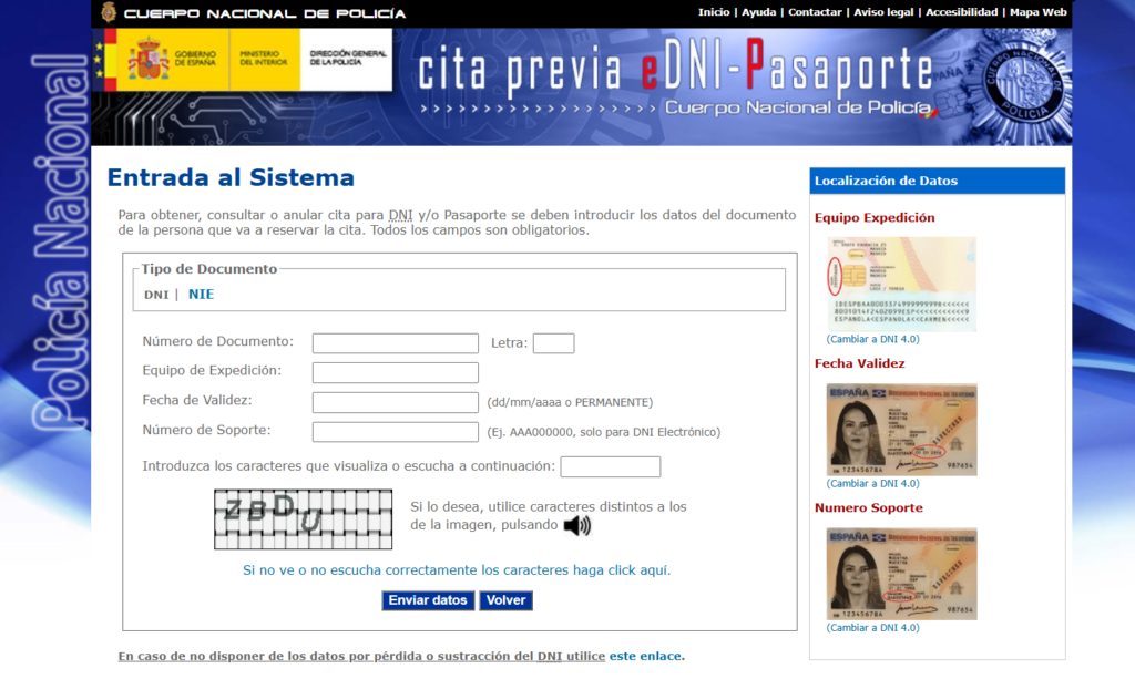 dni cita primera vez